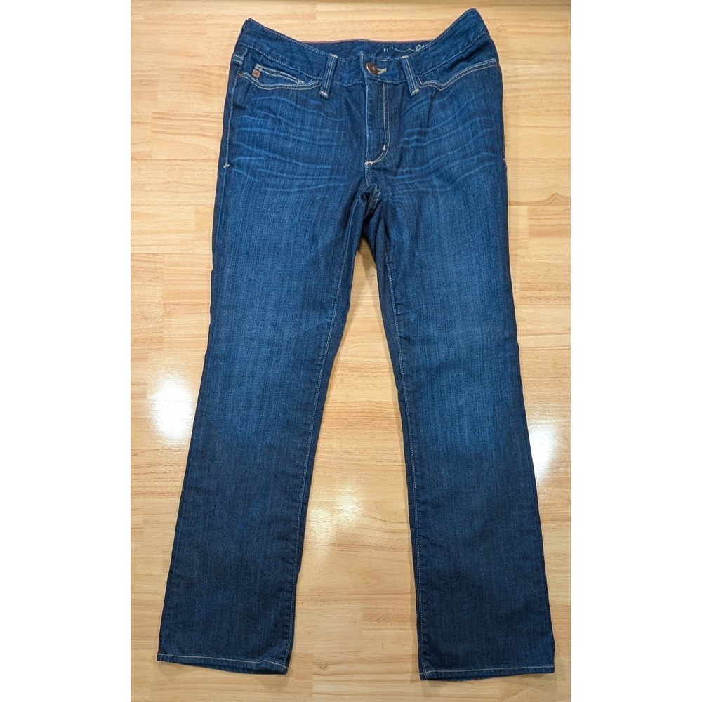 Eddie Bauer Classic Barely Boot Dark Wash Blue Denim Jeans 6S Short Stretch